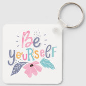 Wees jezelf | Pastelbloemen Sleutelhanger (Achterkant)