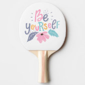 Wees jezelf | Pastelbloemen Tafeltennisbatje (Voorkant)