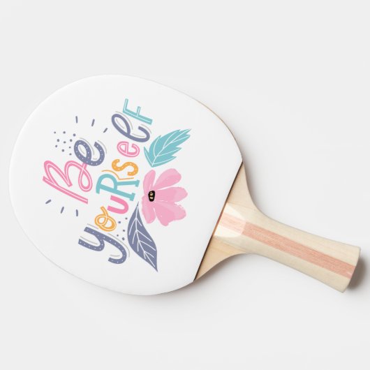 Wees jezelf | Pastelbloemen Tafeltennisbatje (Zijkant)