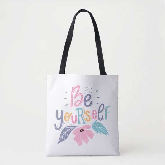 Wees jezelf | Pastelbloemen Tote Bag (Voorkant)