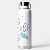 Wees jezelf | Pastelbloemen Waterfles (Achterkant)