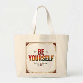 Wees jezelf | regenboogtypografie grote tote bag