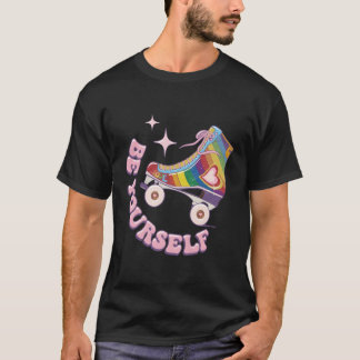 Wees jezelf Rolling Pride LGBTQ Roller Schaats Rai T-shirt