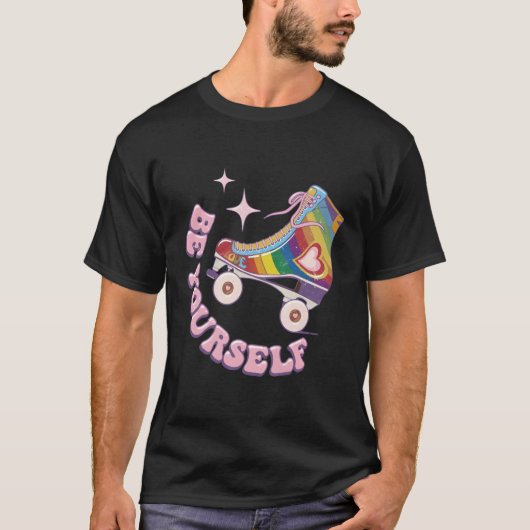 Wees jezelf Rolling Pride LGBTQ Roller Schaats Rai T-shirt (Voorkant)
