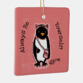 Wees jezelf roze pinguïn keramisch ornament (Rechts)