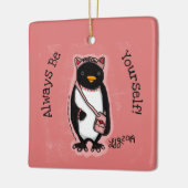 Wees jezelf roze pinguïn keramisch ornament (Links)
