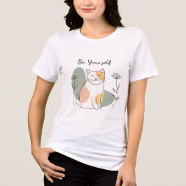 Wees Jezelf Schattige Kat Minimalistische Pastel E Tri-Blend Shirt