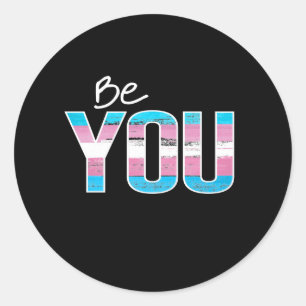 Wees jezelf - Trans-wit Ronde Sticker