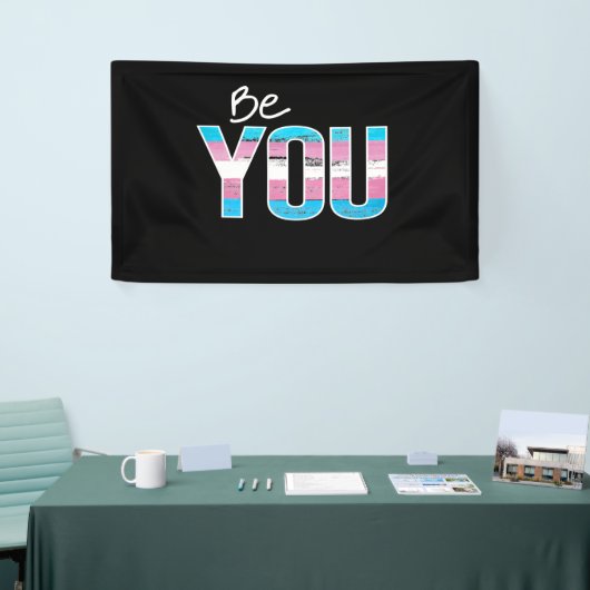 Wees jezelf - Trans-wit Spandoek (Beurs)