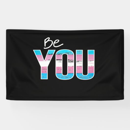 Wees jezelf - Trans-wit Spandoek (Horizontaal)
