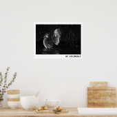 Wees jezelf Vrouw Mandarin Duck Black White Foto Poster (Keuken)
