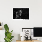 Wees jezelf Vrouw Mandarin Duck Black White Foto Poster (Thuiskantoor)