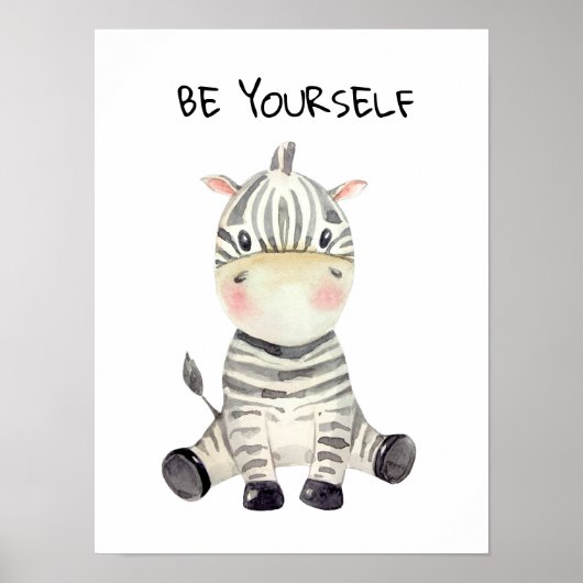 Wees jezelf watercolor baby-zebra poster (Voorkant)