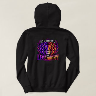 Wees jezelf Wees legendarische leeuw paars oranje Hoodie