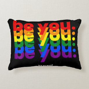 Wees jezelf, wees trots LGBTQ Pride Regenboog Lesb Accent Kussen