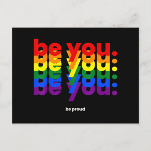 Wees jezelf, wees trots LGBTQ Pride Regenboog Lesb Feestdagenkaart