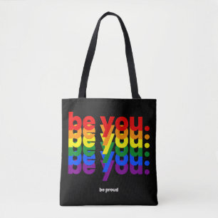 Wees jezelf, wees trots LGBTQ Pride Regenboog Lesb Tote Bag