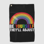 Wees jezelf, ze passen LGBTQ Rainbow Gay Pride aan Golfhanddoek (Voorkant)