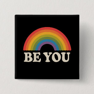 Wees jijzelf Homobeweging Pride LGBTQ Bondgenoot R Vierkante Button 5,1 Cm