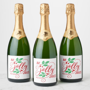 Wees Jolly Juice Kerstmis Cheer Champagne Bottle Sparkling Wijnetiket