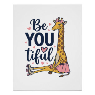 Wees Jouw Prachtige Giraffe Roller Skate Vintage T Perfect Poster