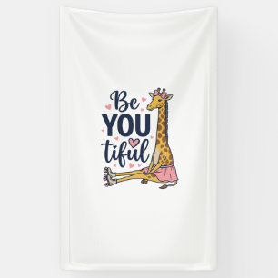 Wees Jouw Prachtige Giraffe Roller Skate Vintage T Spandoek