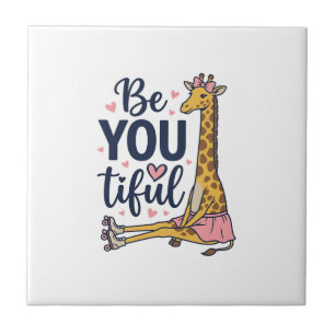 Wees Jouw Prachtige Giraffe Roller Skate Vintage T Tegeltje