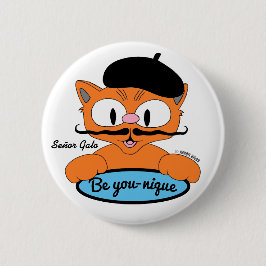 Wees Jouw-unieke Señor Gato Met Baret Knop Ronde Button 5,7 Cm