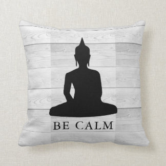 Wees kalm Buddha Rustic Wood Motivatie Kussen