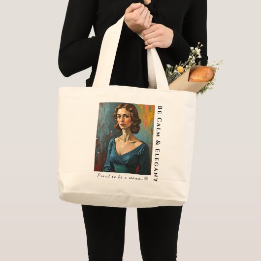 Wees kalm en elegant, trots om een vrouwelijke Can Grote Tote Bag (Voorkant (product))