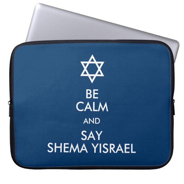 Wees kalm en zeg Shema Yisrael Laptop Sleeve (Voorkant)