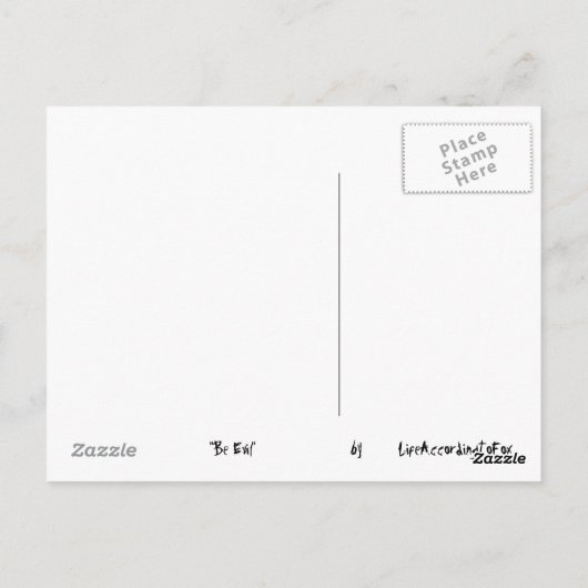 Wees kwaadaardig briefkaart (Achterkant)