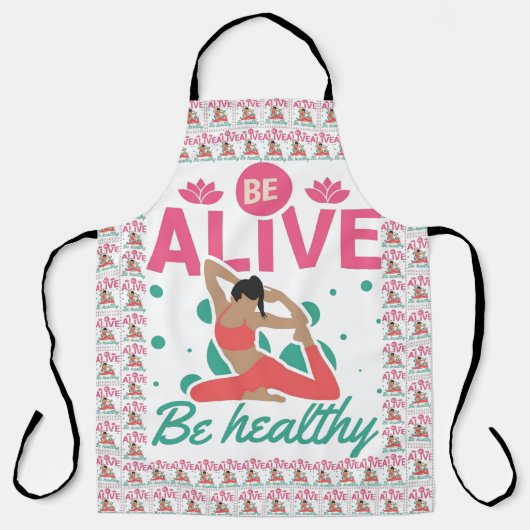 Wees levend, wees gezond – Yoga & Wellness geïnspi Schort (Voorkant)