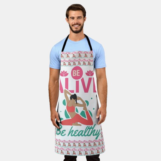 Wees levend, wees gezond – Yoga & Wellness geïnspi Schort (Gedragen)