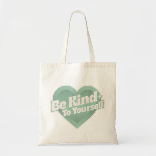 Wees lief voor jezelf – Mint Green Heart Tote Bag (Voorkant)