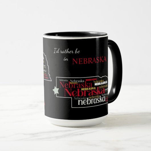 Wees liever in Nebraska Word Art Mok (Voorkant rechts)