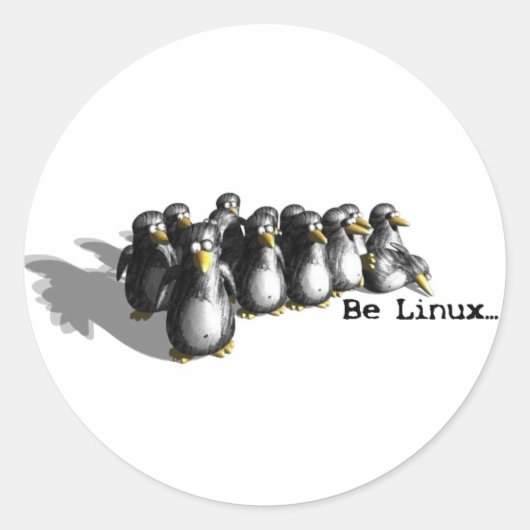 Wees Linux Ronde Sticker (Voorkant)