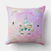 Wees Magisch Prinses Eenhoorn Kroon Bloemen Sterre Kussen (Voorkant)