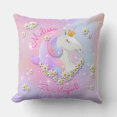 Wees Magisch Roze en Lila Eenhoorn Bloemen & Sterr Kussen (Voorkant)