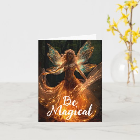 Wees magische fee engel pixel met vleugels kaart (Gele Bloem)