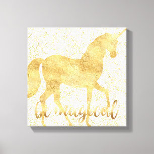 Wees Magische Gold Unicorn Canvas Afdruk