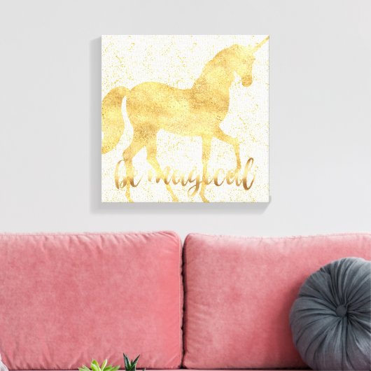 Wees Magische Gold Unicorn Canvas Afdruk (Insitu (Woonkamer))