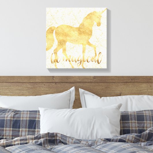 Wees Magische Gold Unicorn Canvas Afdruk (Insitu (Slaapkamer))
