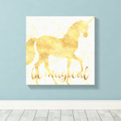 Wees Magische Gold Unicorn Canvas Afdruk (Insitu (Houten vloer))