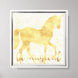 Wees Magische Gold Unicorn Canvas Afdruk