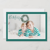 Wees Merry Chic Modern Green Kerstmis Feestdagenkaart (Voorkant)