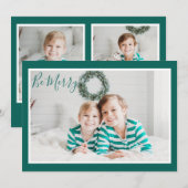 Wees Merry Chic Modern Green Kerstmis Feestdagenkaart (Voorkant / Achterkant)