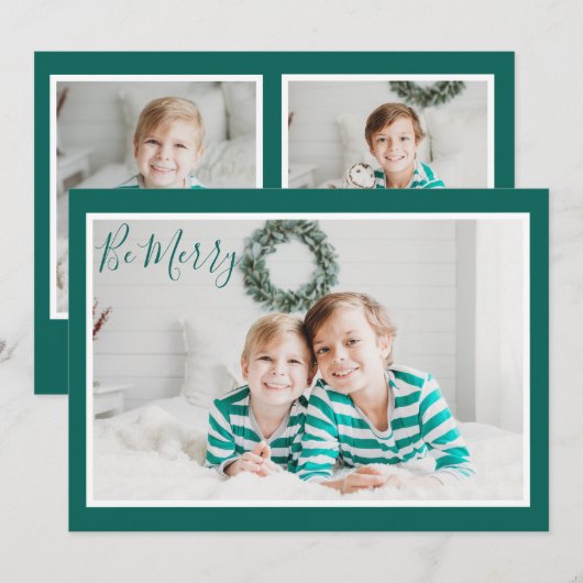Wees Merry Chic Modern Green Kerstmis Feestdagenkaart (Voorkant / Achterkant)