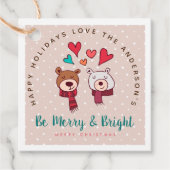 Wees Merry en Bright Cute Wild BEREN Winter Holida Bedankjes Labels (Voorkant)