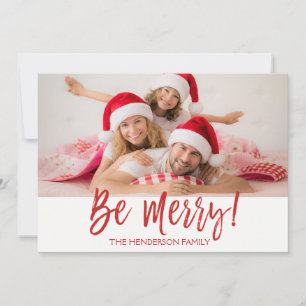 Wees Merry Hand Lettered Script-fotokaart Feestdagenkaart